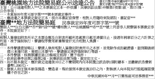 全國版簡易庭公示送達報紙登報 報紙徵人徵才求職廣告刊登 全國地方法院公告登報